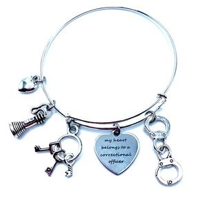 My Heart Belongs To A Correctional Officer Charm Bracelet